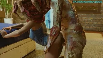 Jill Valentine captured by an altered palehead zombie in her apartment thumbnail