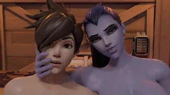 Widowmaker has sex with Tracer in the garage. True Facials thumbnail