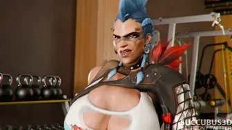 Junker Queen GAPED Mei at the gym and INFLATED her stomach thumbnail