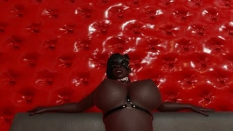 Black slave destroying her ass with a dildo on her mistress. thumbnail