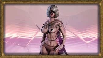 Evil gothic 2B in sexual chains seduces you into hot femdom fuck thumbnail