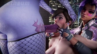 Widowmaker claims Tracer's mouth with Sombra's help thumbnail