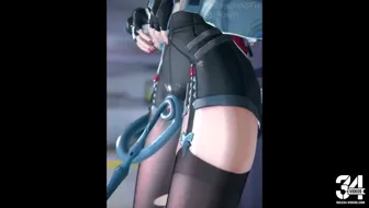 Jane Doe giving a thighjob and tailjob miniature