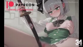 Konpaku Youmu masturbation with big katana miniature