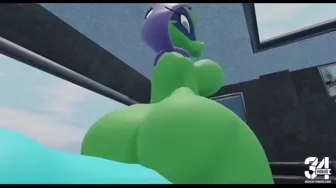 Green Shadow has her ass clapped!