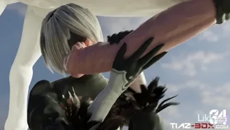 2B plays with her horse miniature