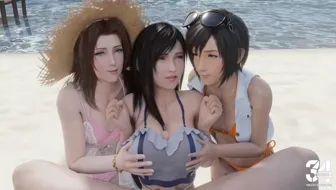 Aerith Tifa Yuffie Foursome Titjob 1 (sound) miniature