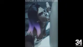 Sombra handjob and sucking balls miniature