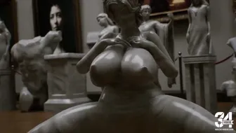 Naked statue in motion