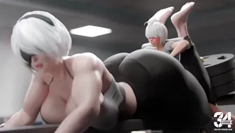 Giantess 2B training in the gym [ScragBoy] 썸네일