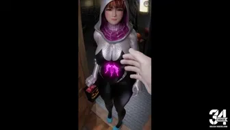 Kasumi dressed as Spider-Gwen for Halloween miniature