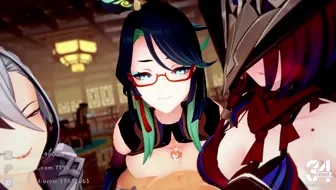 Arlecchino & XianYun & Chasca titfuck (sound) thumbnail