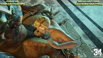 Cassie Cage servicing Shao Kahn's cock thumbnail