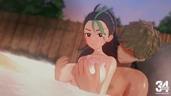 A Video Where Someone Intensely Fondles Nemona’S Breasts in a Hot Spring Bath - Hoshi thumbnail