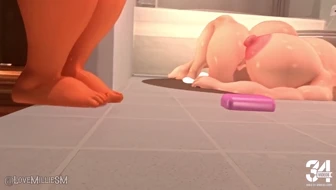 Inkling Boy fucks Princess Peach and Daisy in the Shower thumbnail