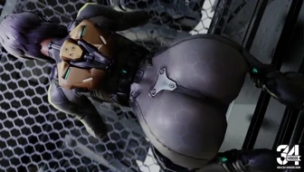 Motoko Kusanagi squatting twerking (Original by Kishi) thumbnail