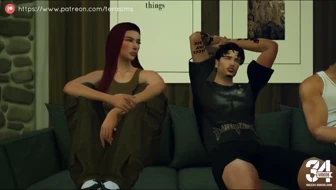 Your boyfriend's dad is jerking in the bathroom, while you're full of cum? thumbnail