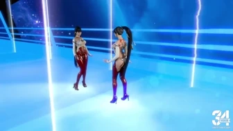 Youthful beauty Eve in provocative bodysuit poses alone against mirror thumbnail