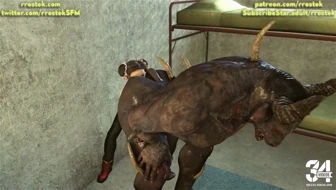 Tifa Lockhart rimming a massive Minotaur monster thumbnail