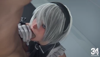 2b pretty blowjob and cum mouth thumbnail