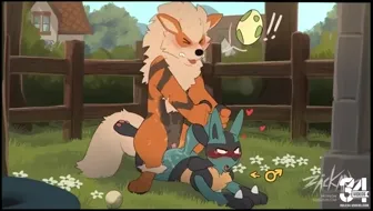 Arcanine and Lucario Breeding time!