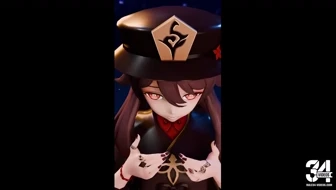 Hu Tao offering a straw with her breasts. thumbnail