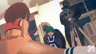 Ochako forcing deku to watch miniature