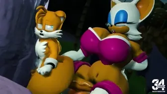 Rouge fucking Tails from behind miniature