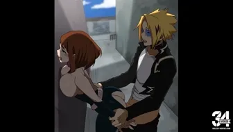 Denki and Ochako fucking in an Alleyway